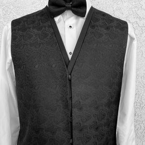 After Six paisley big and tall vest with matching bow tie